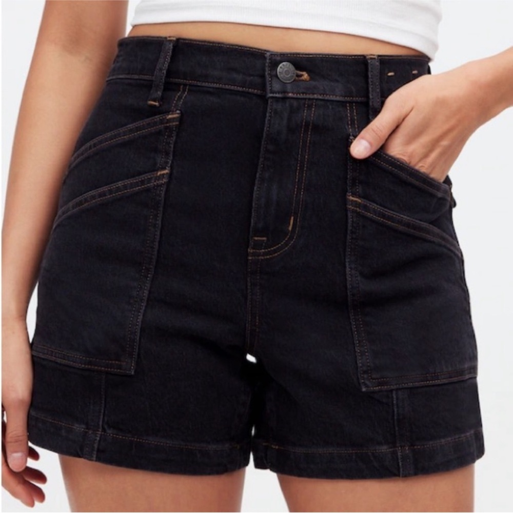 Madewell Black High-Rise Denim Utility Shorts